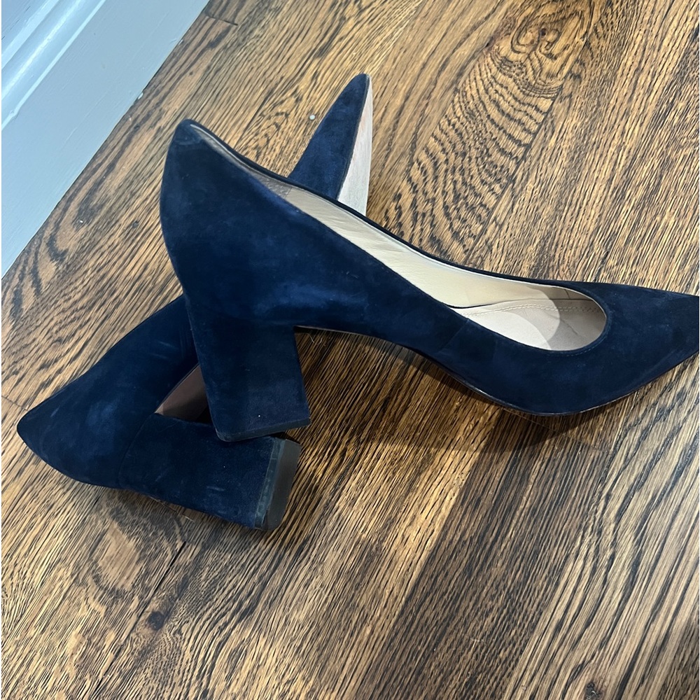 Marc Fisher suede Navy block heel pumps